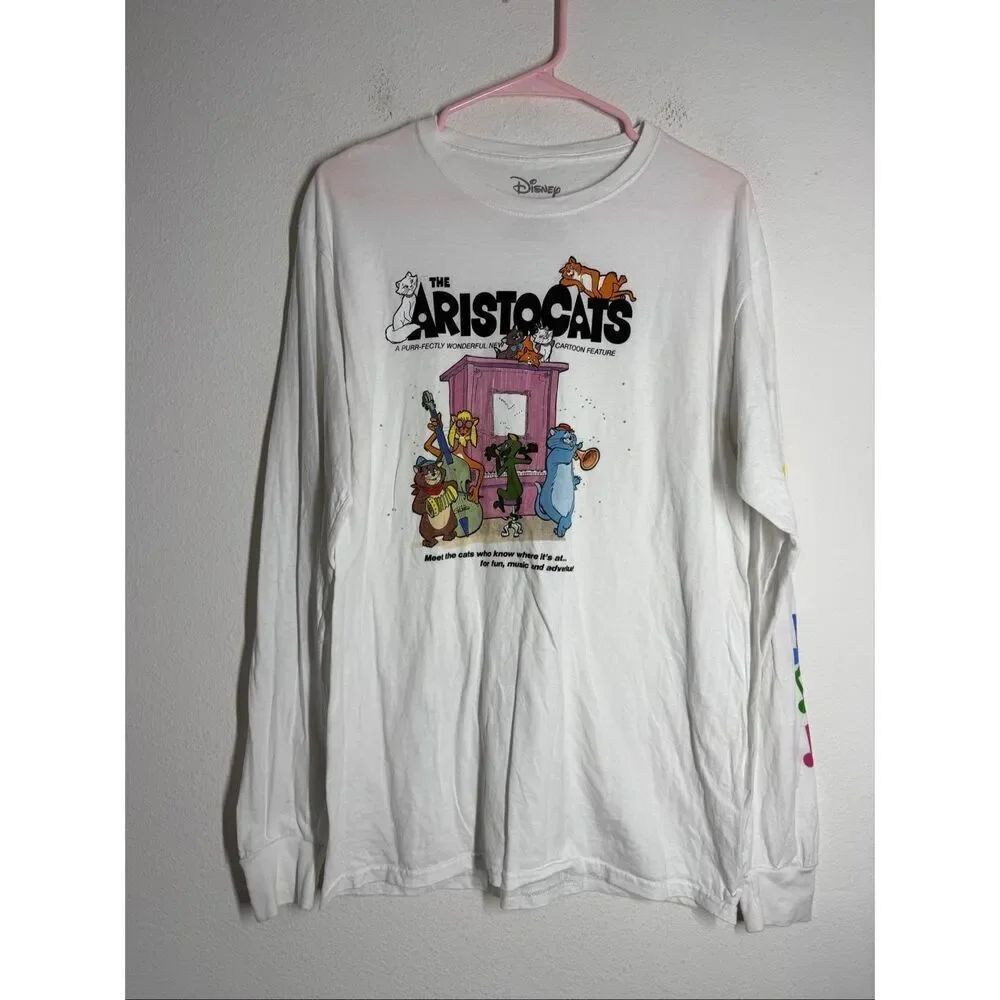 Disney The Aristocats Movie Classic Unisex Cotton Size M T-shirt Long Sleeve